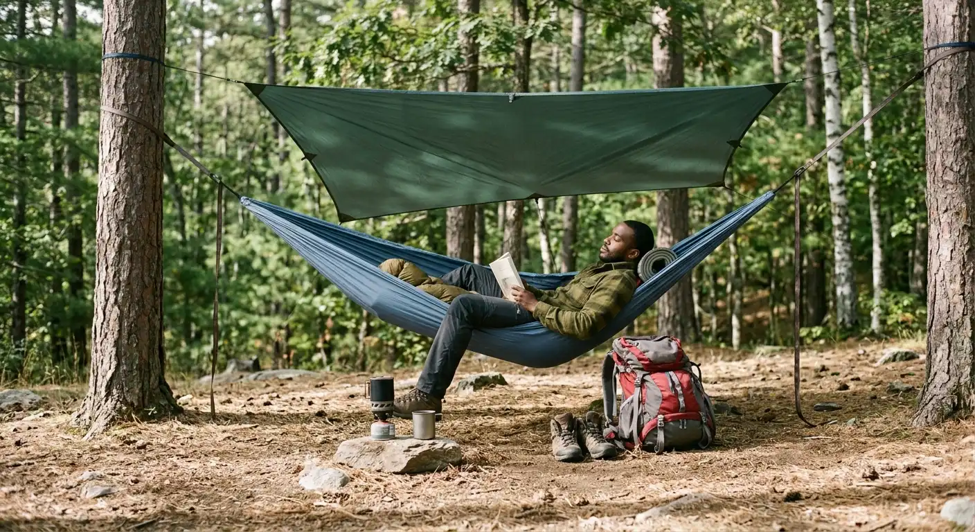 Backcountry camp · dry ground on a hammock