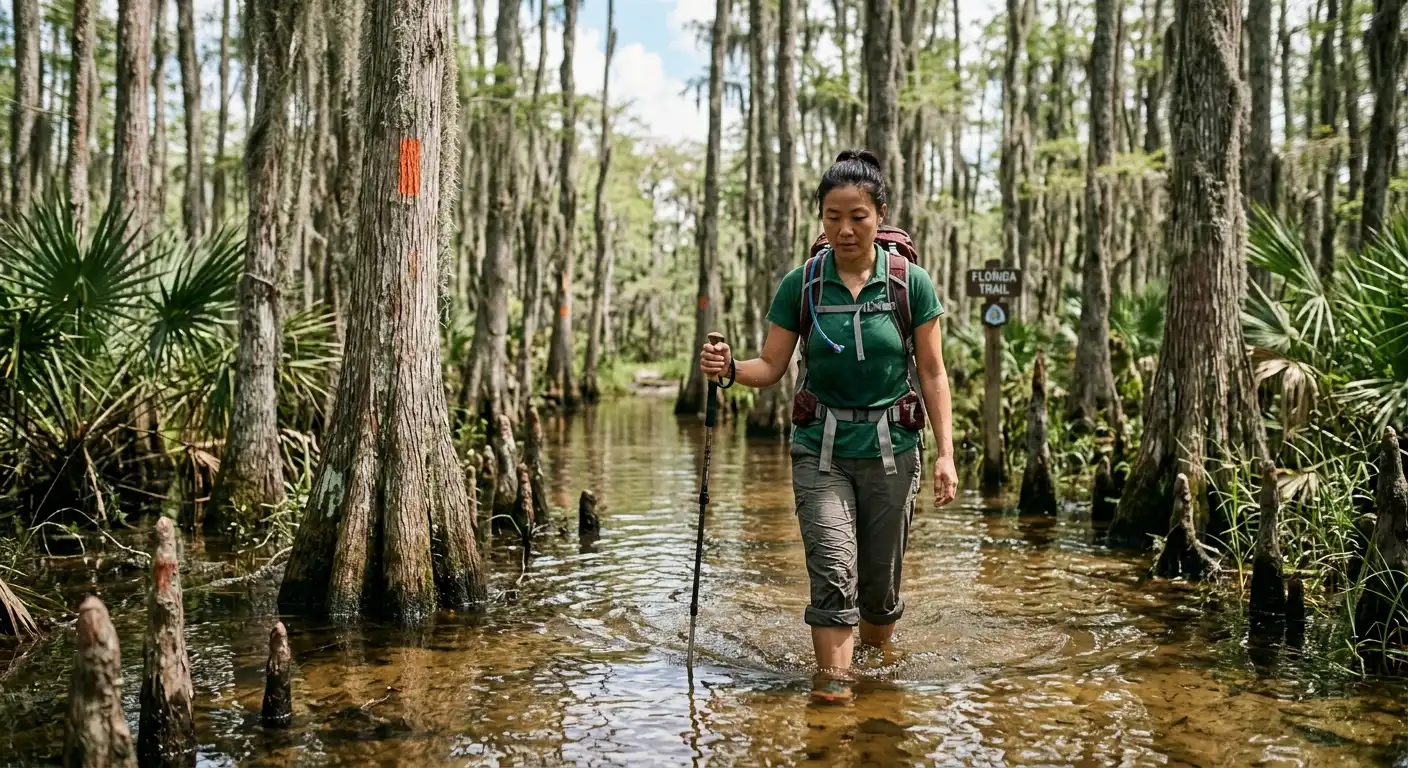 Cypress strands · knee-deep wading