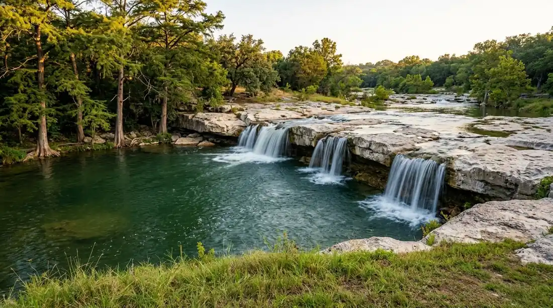 McKinney Falls · look from the bank, the rock is slick