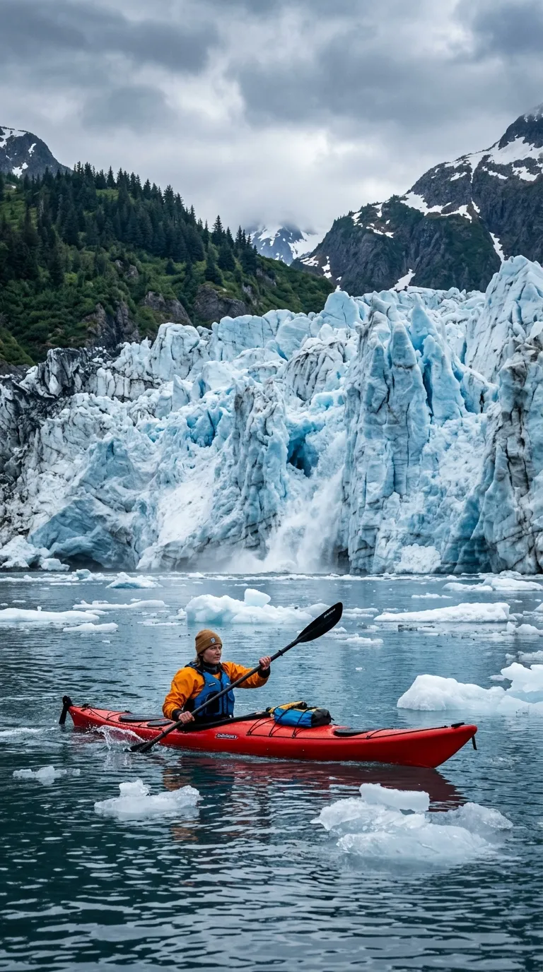 Aialik Bay · paddling below a tidewater glacier