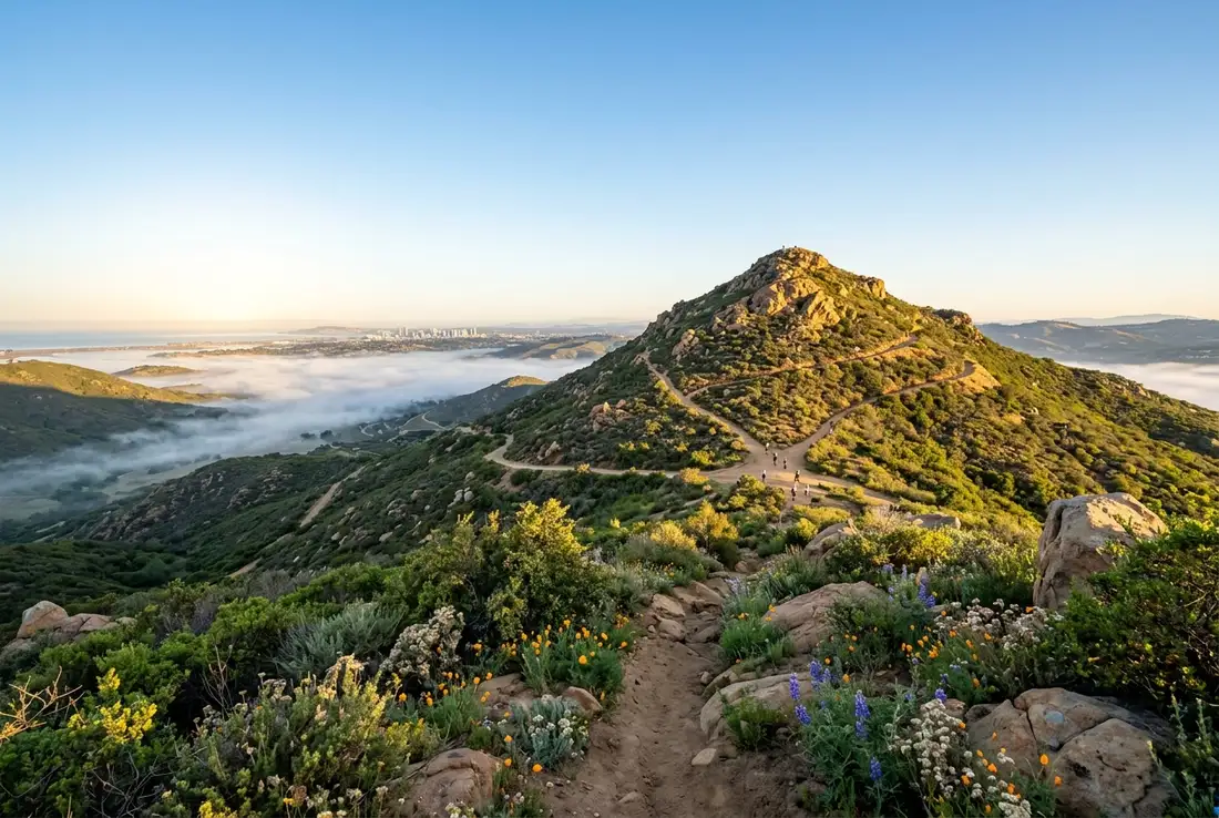 Cowles Mountain · sunrise, no shade