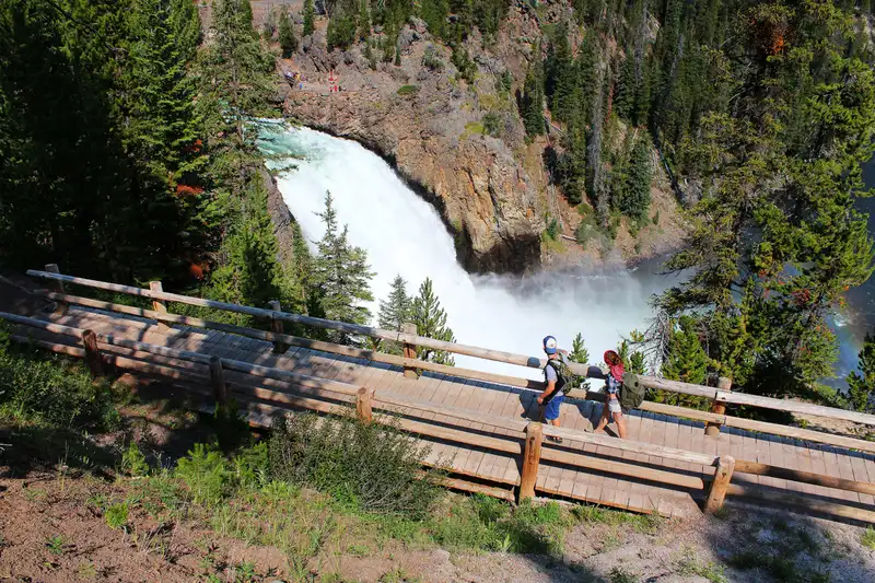 Hikers above the Grand Canyon of the Yellowstone