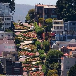 Lombard Street's crooked switchbacks